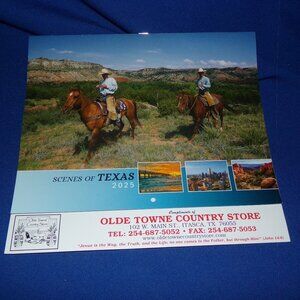 Olde Town Country Store "Scenes of Texas" Color Calendar w/Appt Stickers - 2025